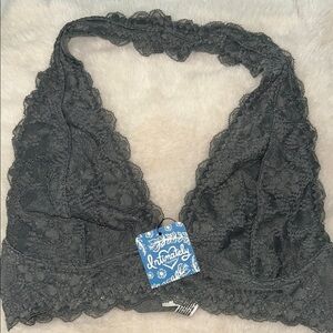 Free People Gray Lace Bralette Halter Style